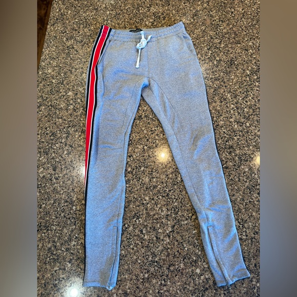 PacSun Grey Ankle Zip Sweatpants with Stripes - Picture 1 of 6